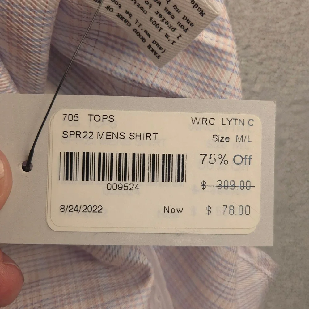 Wear Cisco M/L Mens Shirt Plaid‎ Long Sleeve Wrap Casual Dress Shirt